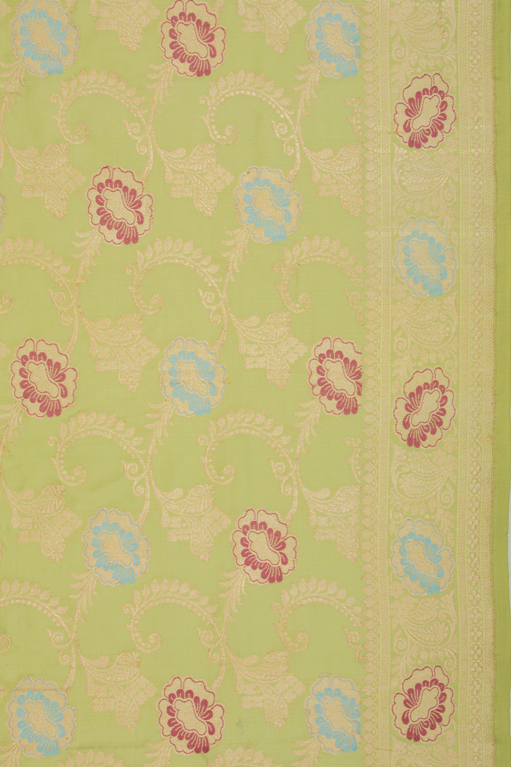 Banarasi Silk Kadwa Jaal Pastel Green Saree