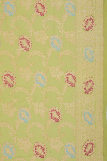 Banarasi Silk Kadwa Jaal Pastel Green Saree