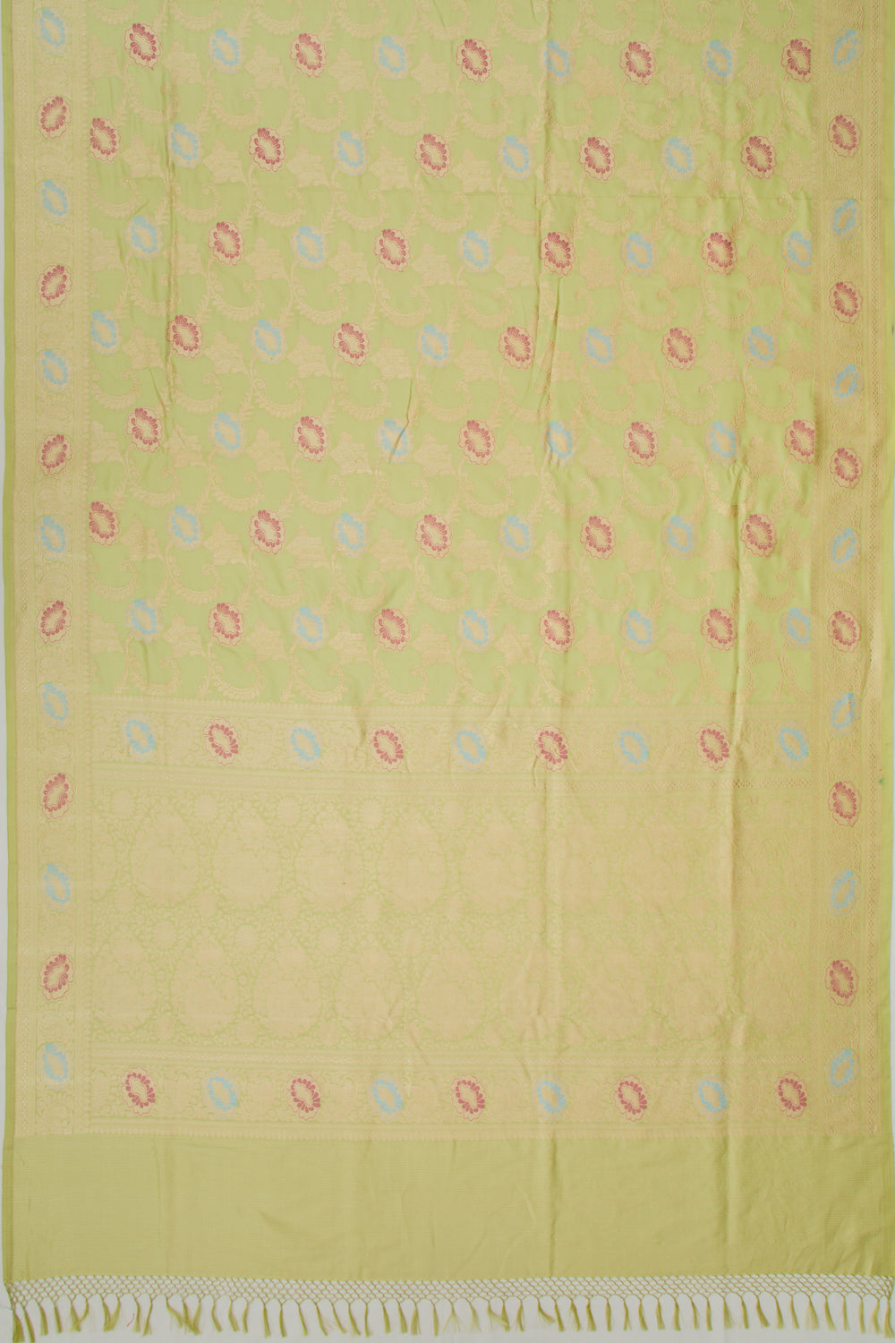 Banarasi Silk Kadwa Jaal Pastel Green Saree