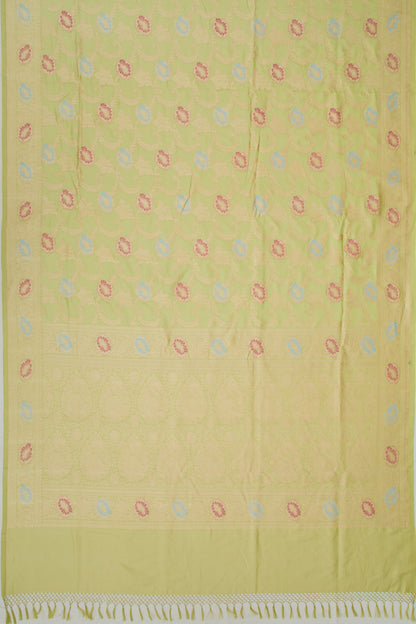 Banarasi Silk Kadwa Jaal Pastel Green Saree