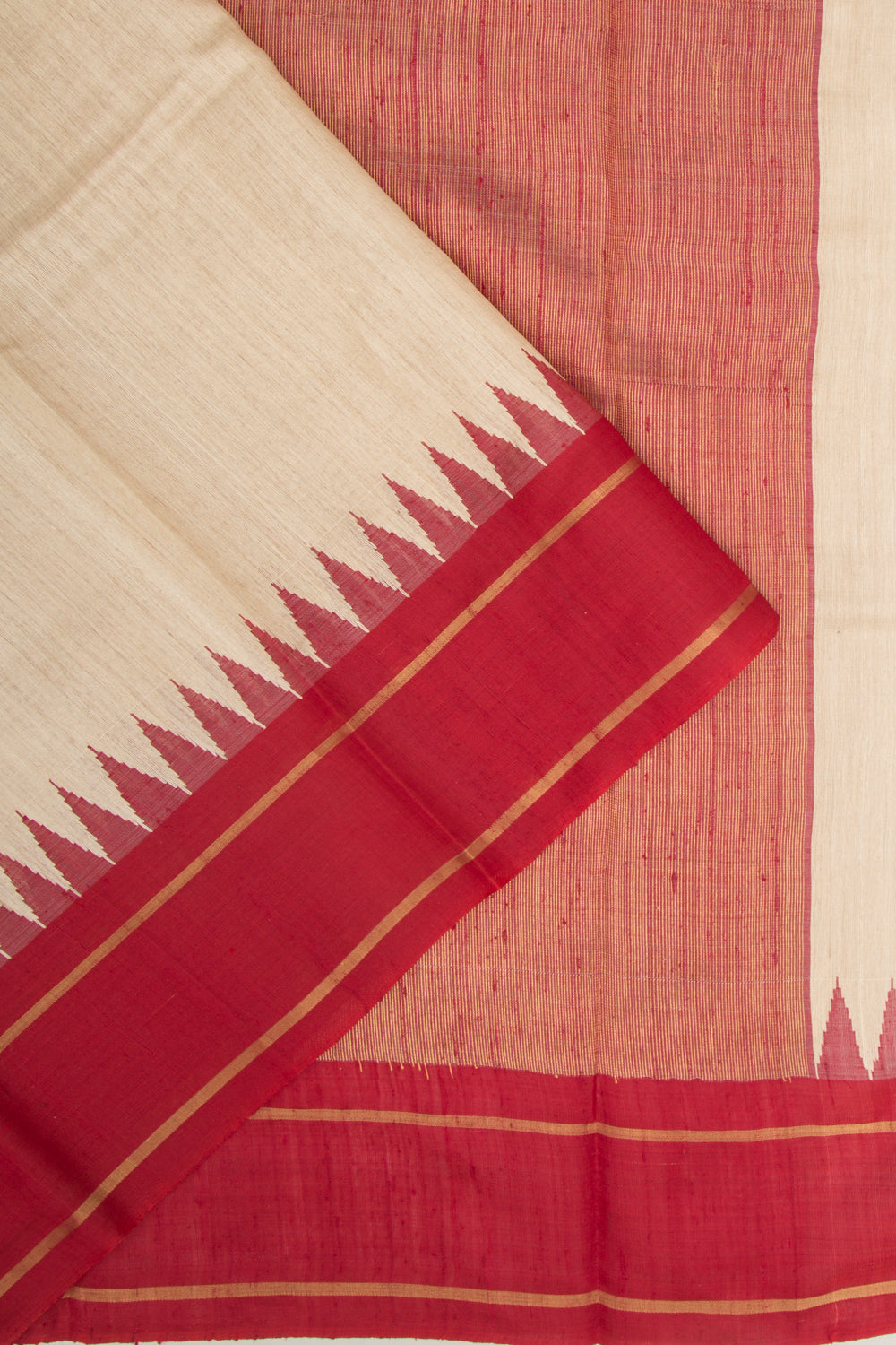 Tussar Plain Beige Saree
