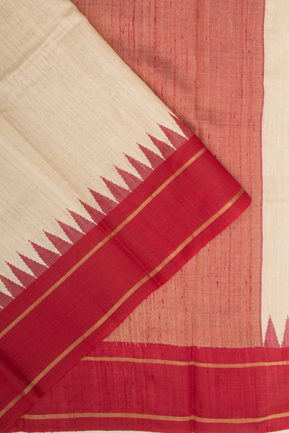 Tussar Plain Beige Saree
