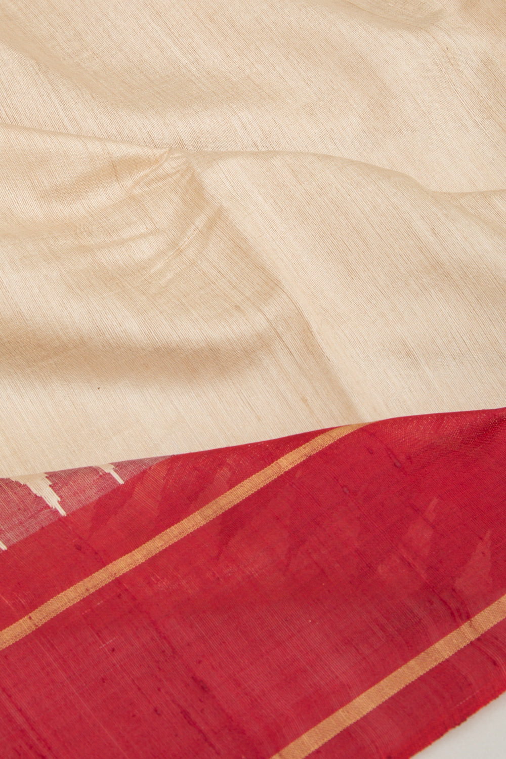 Tussar Plain Beige Saree