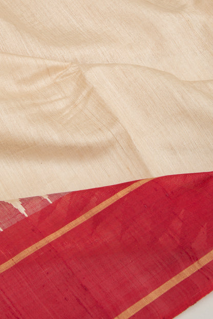 Tussar Plain Beige Saree
