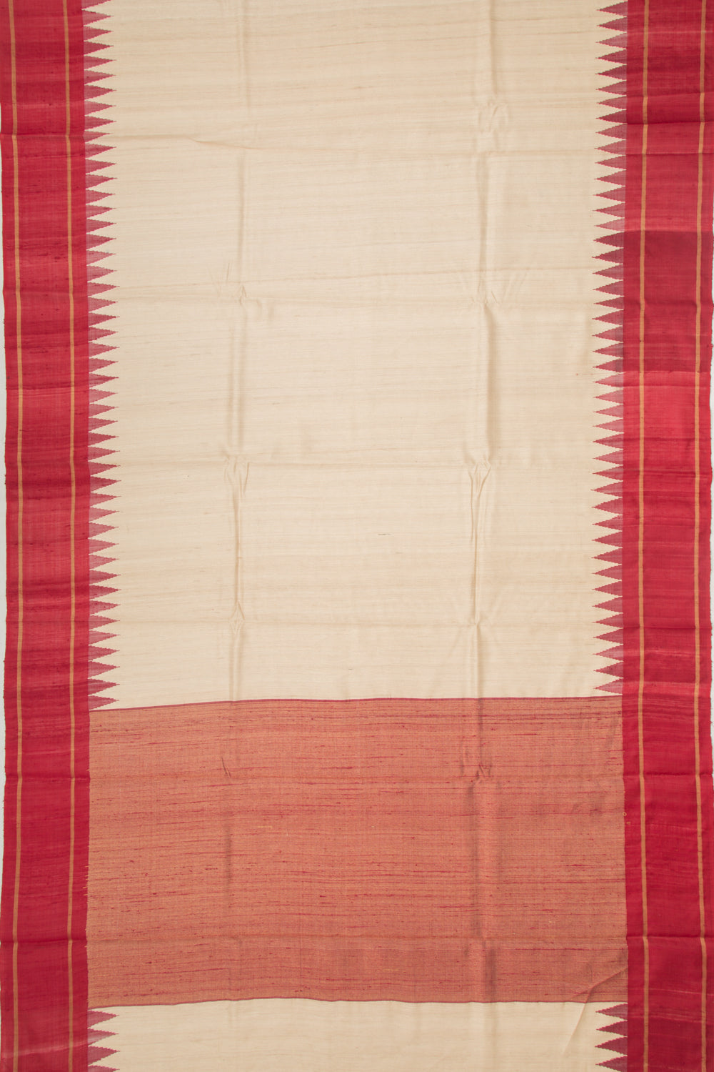Tussar Plain Beige Saree