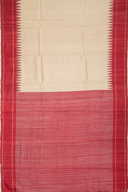 Tussar Plain Beige Saree