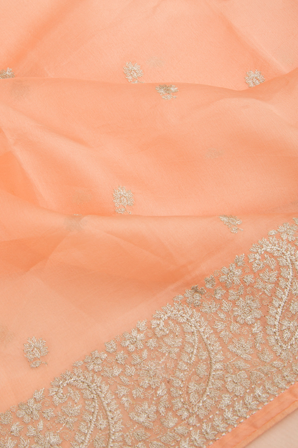 Organza Butta Pastel Orange Saree