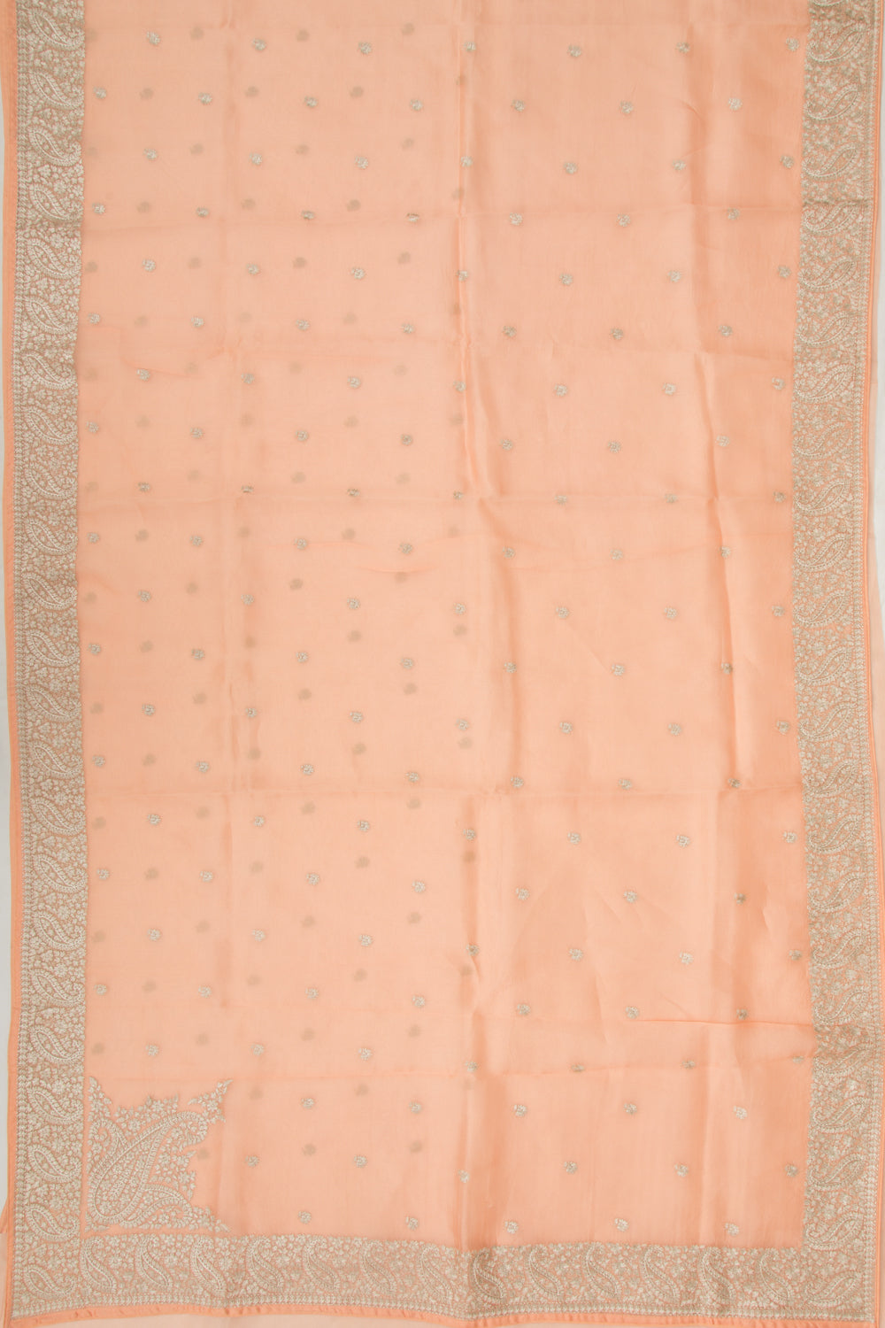 Organza Butta Pastel Orange Saree
