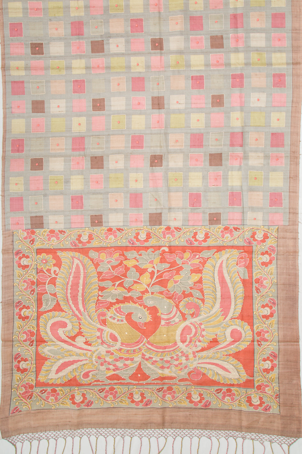 Tussar Printed Grey Saree