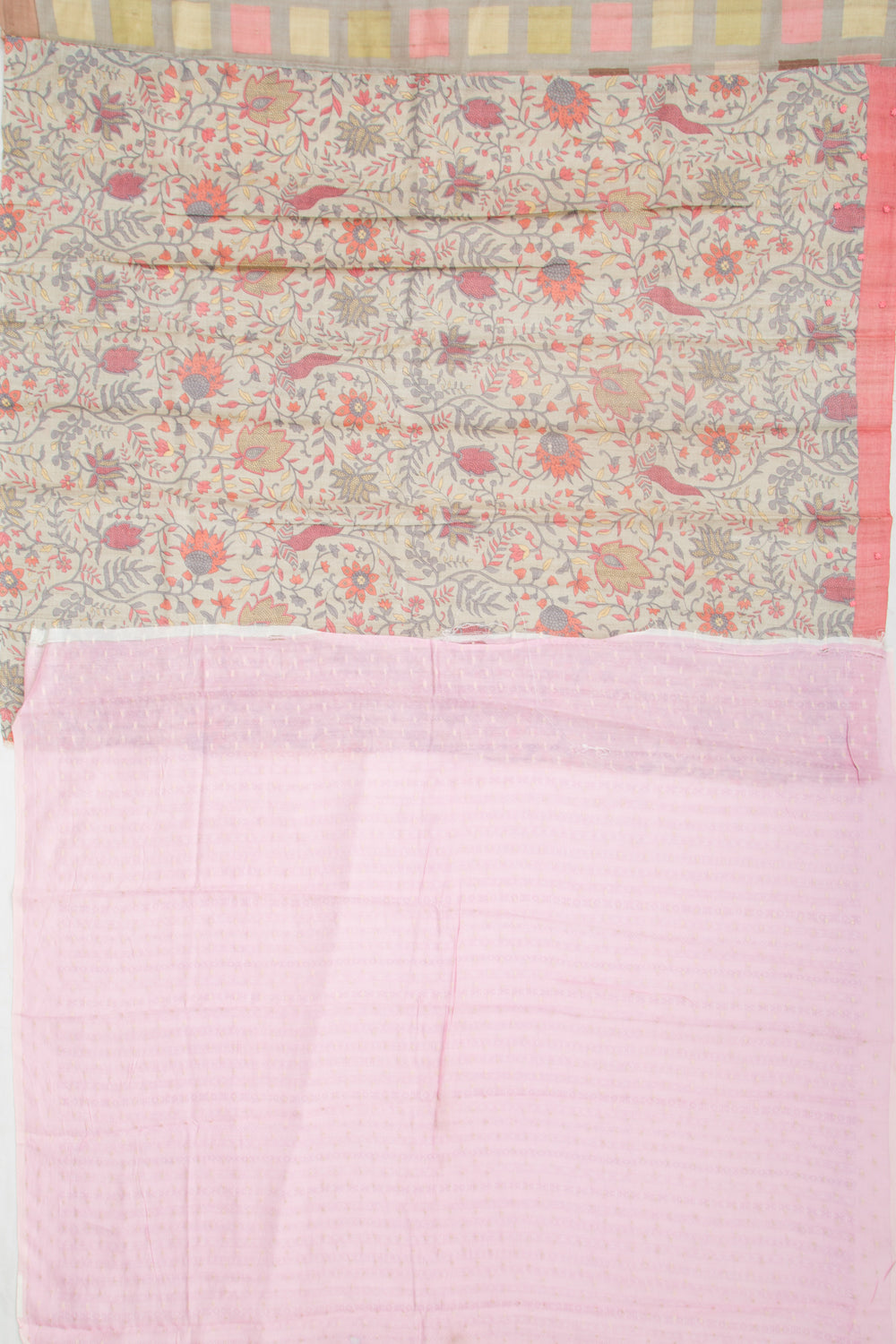 Tussar Printed Grey Saree