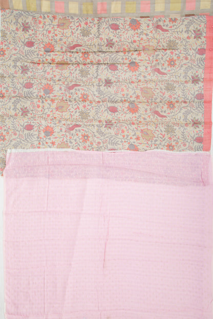 Tussar Printed Grey Saree