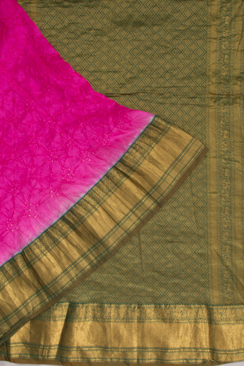 Kanchipuram Silk Bandhani Pink Saree