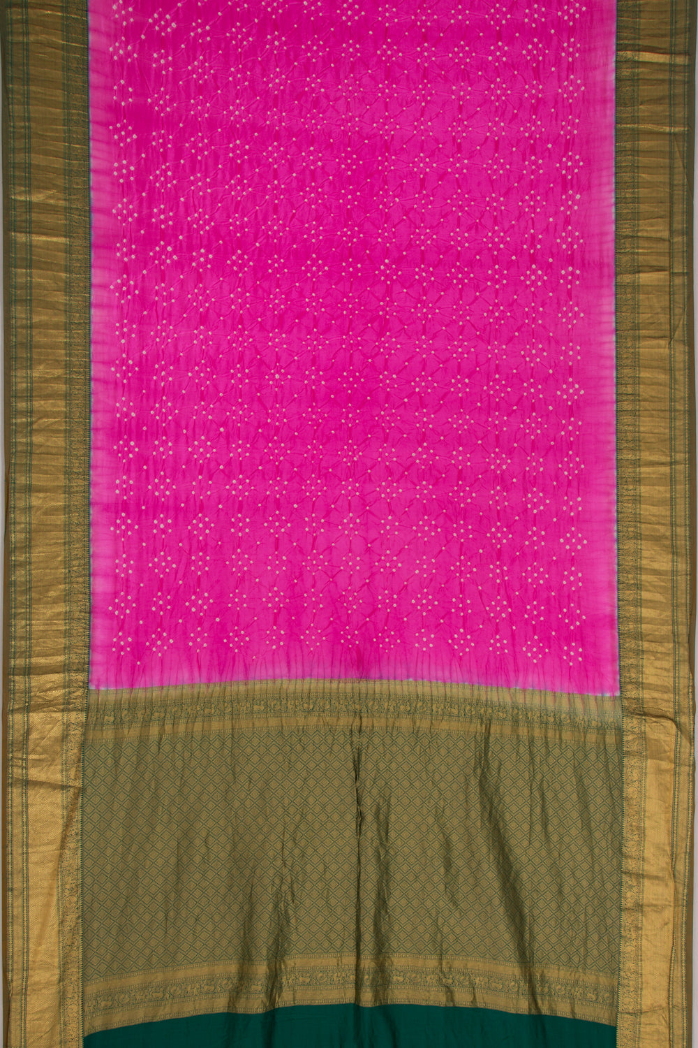 Kanchipuram Silk Bandhani Pink Saree