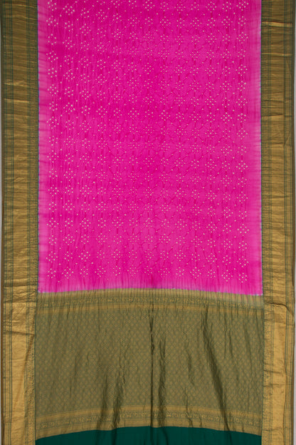 Kanchipuram Silk Bandhani Pink Saree