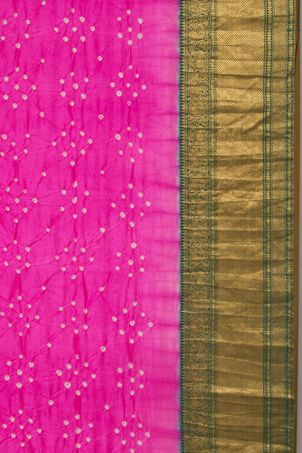Kanchipuram Silk Bandhani Pink Saree