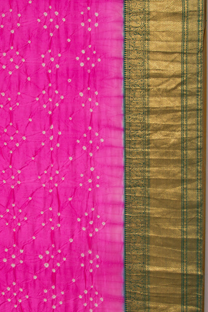 Kanchipuram Silk Bandhani Pink Saree