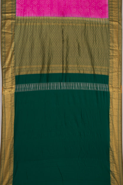 Kanchipuram Silk Bandhani Pink Saree