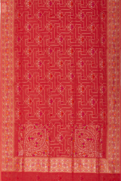 Banarasi Cotton All Over Jamdani Rakthambari Red Saree