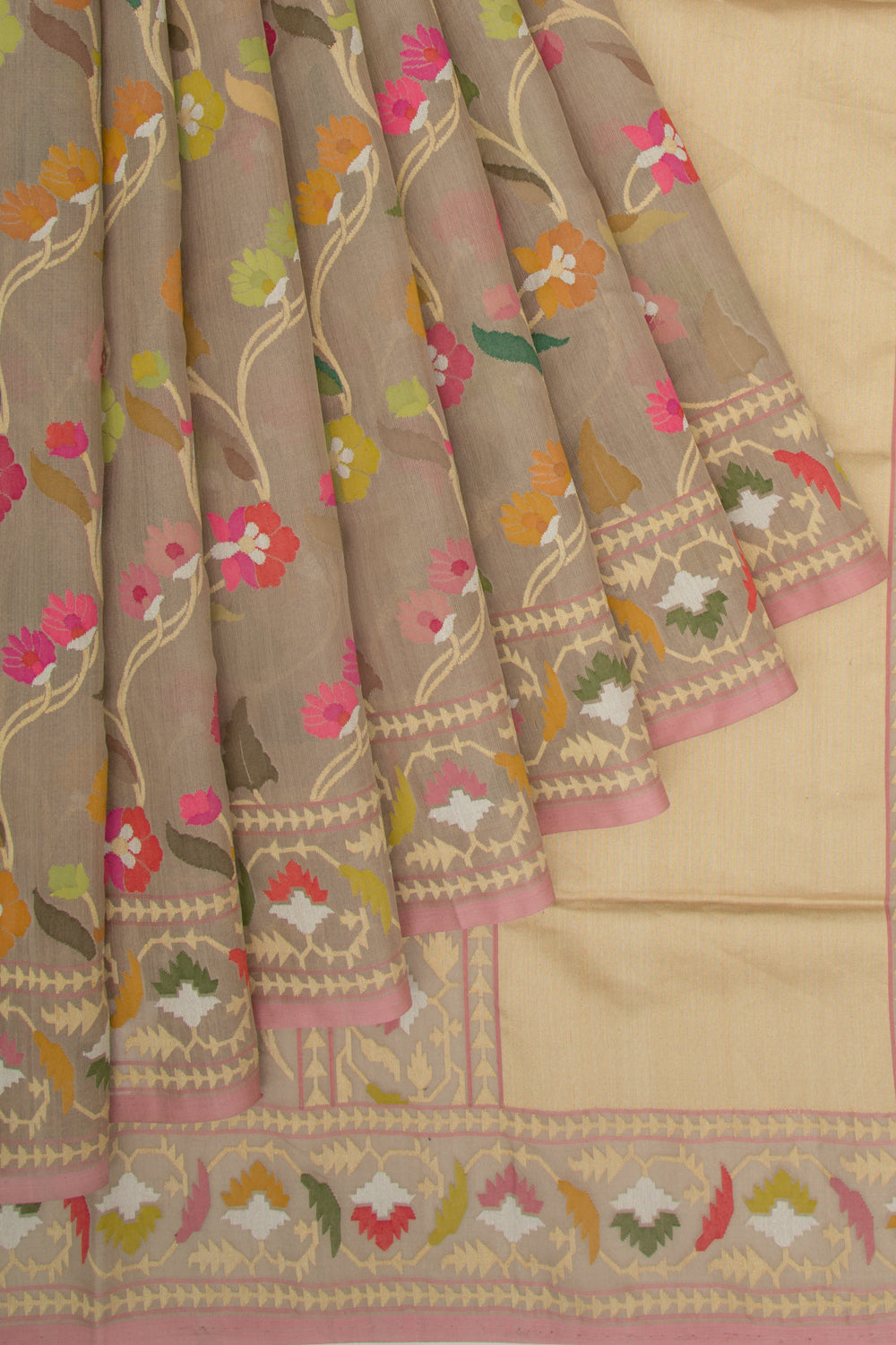 Banarasi Kora All Over Jamdani Beige Saree