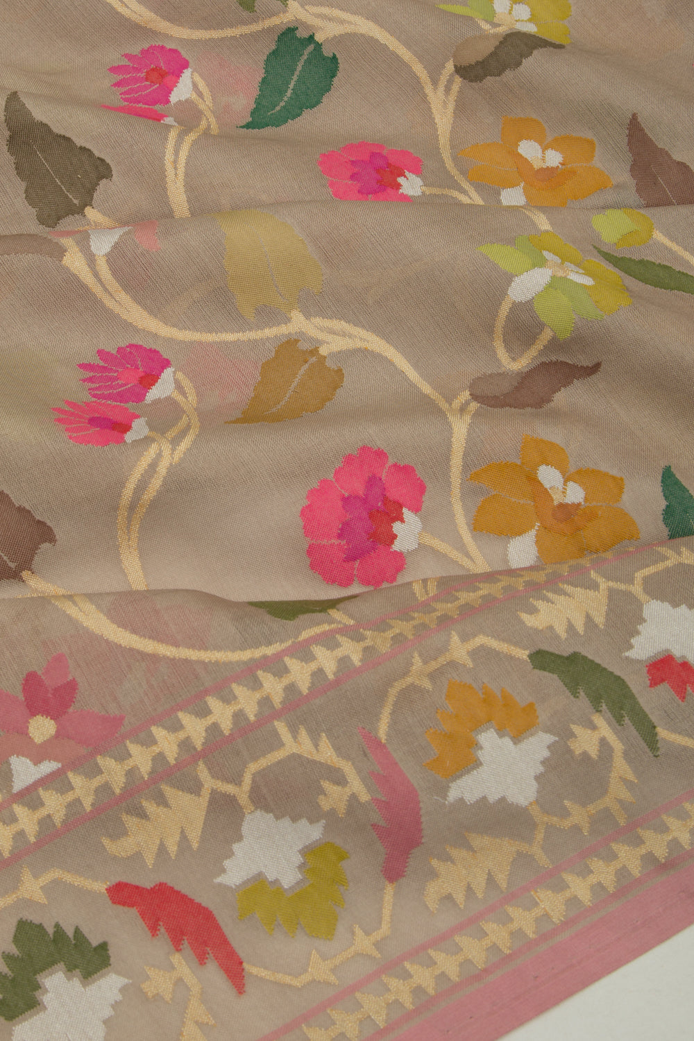 Banarasi Kora All Over Jamdani Beige Saree