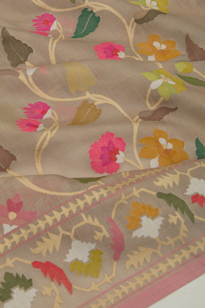 Banarasi Kora All Over Jamdani Beige Saree