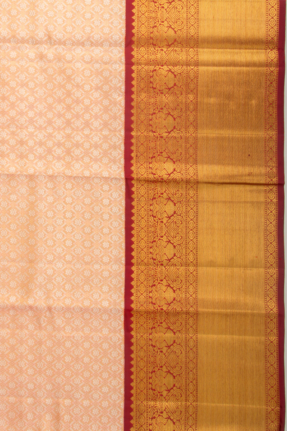 Kanchipuram Silk Tissue Brocade Orange Saree