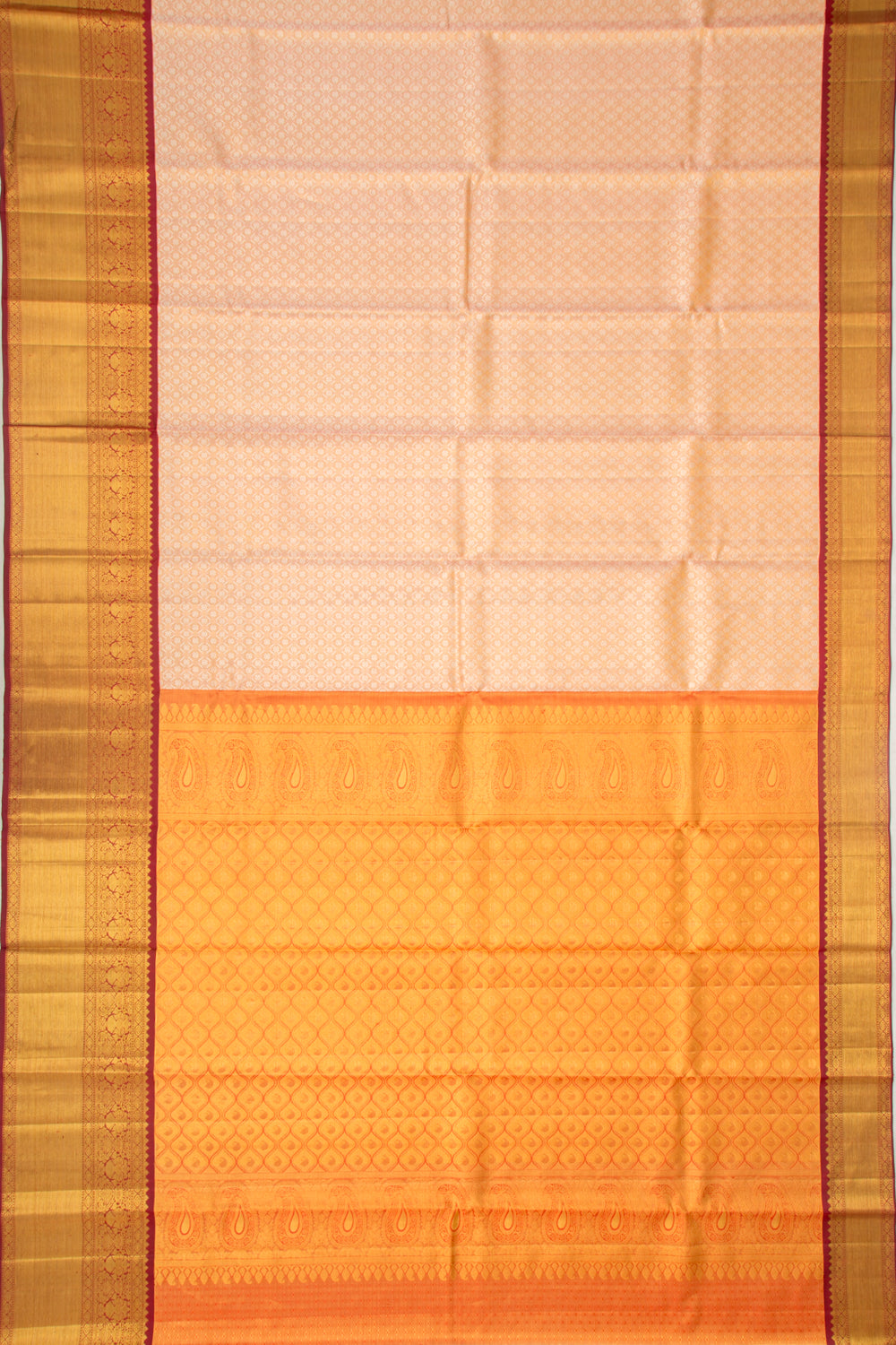 Kanchipuram Silk Tissue Brocade Orange Saree