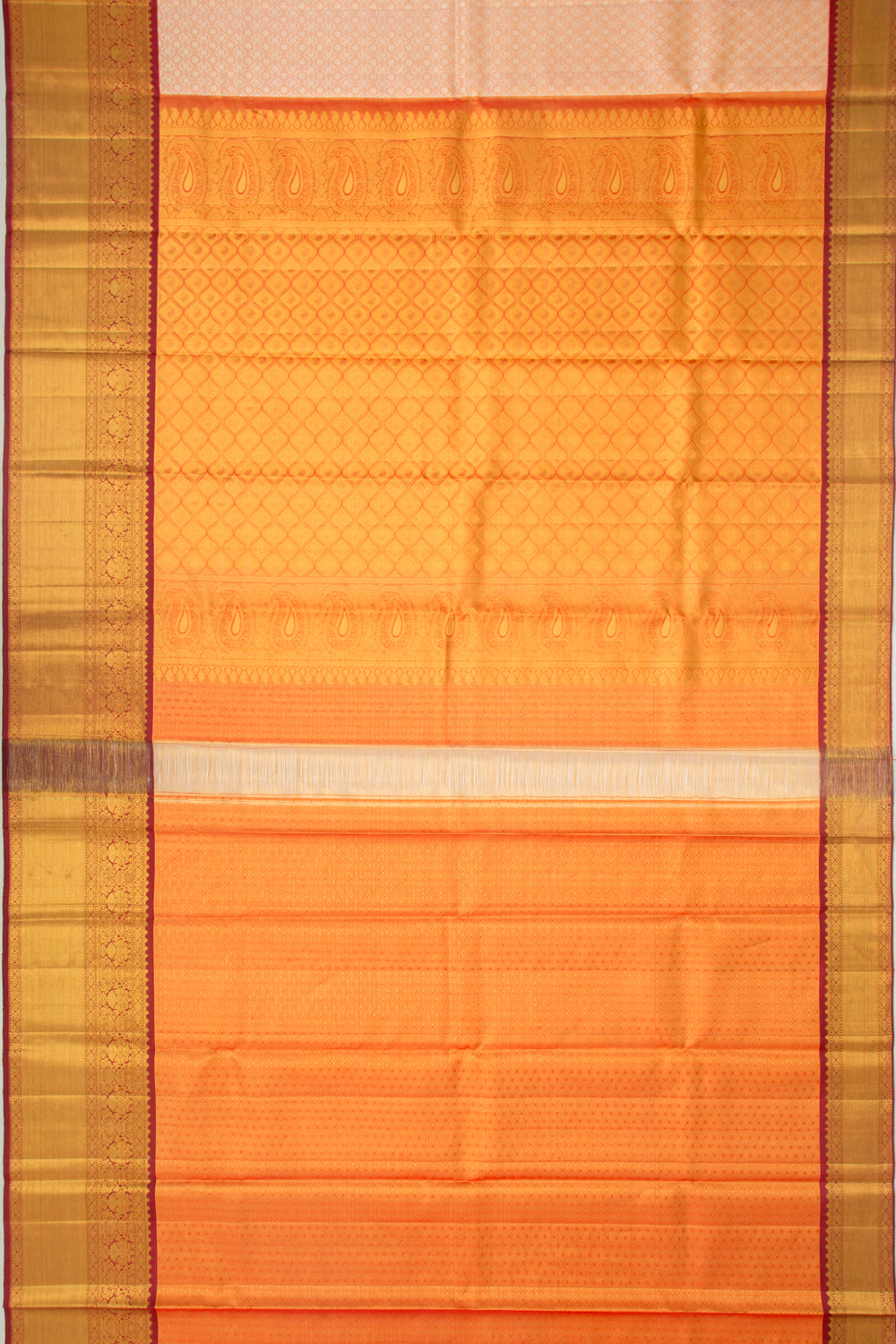 Kanchipuram Silk Tissue Brocade Orange Saree