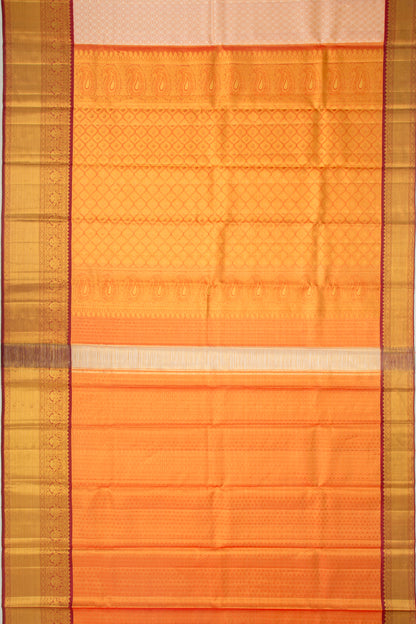 Kanchipuram Silk Tissue Brocade Orange Saree