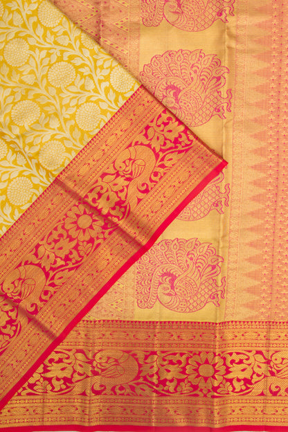 Kanchipuram Silk Tissue Jaal Gold Saree