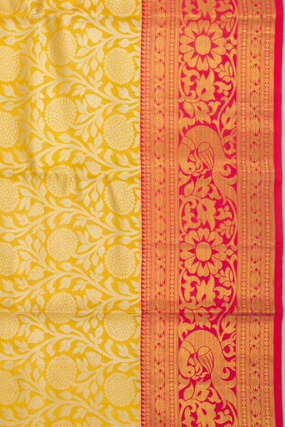 Kanchipuram Silk Tissue Jaal Gold Saree