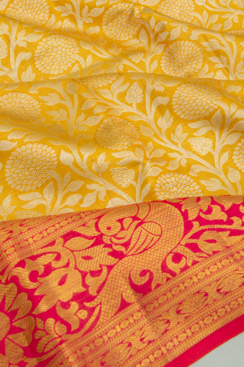 Kanchipuram Silk Tissue Jaal Gold Saree