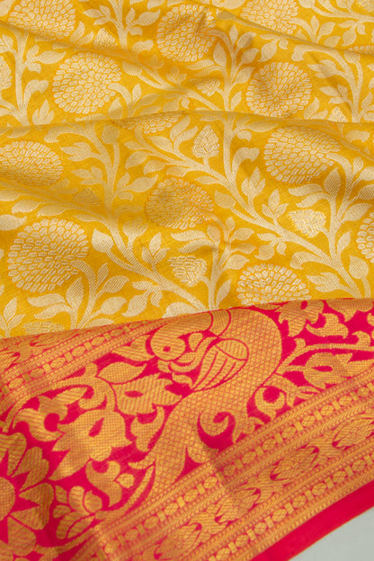 Kanchipuram Silk Tissue Jaal Gold Saree