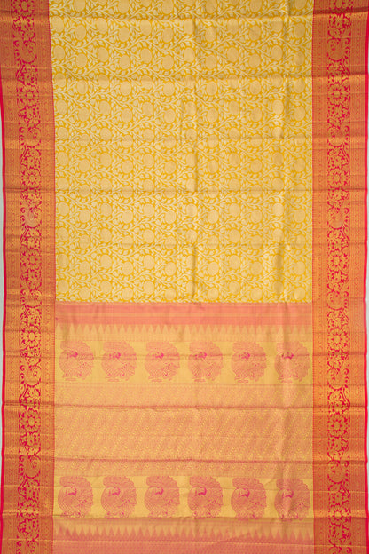 Kanchipuram Silk Tissue Jaal Gold Saree