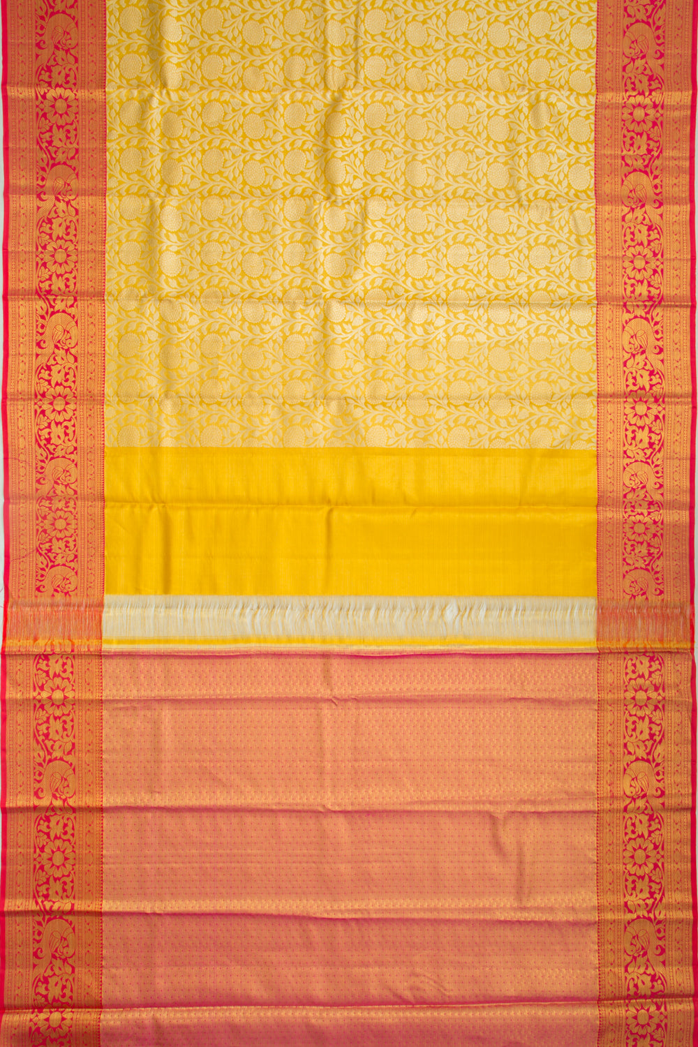 Kanchipuram Silk Tissue Jaal Gold Saree