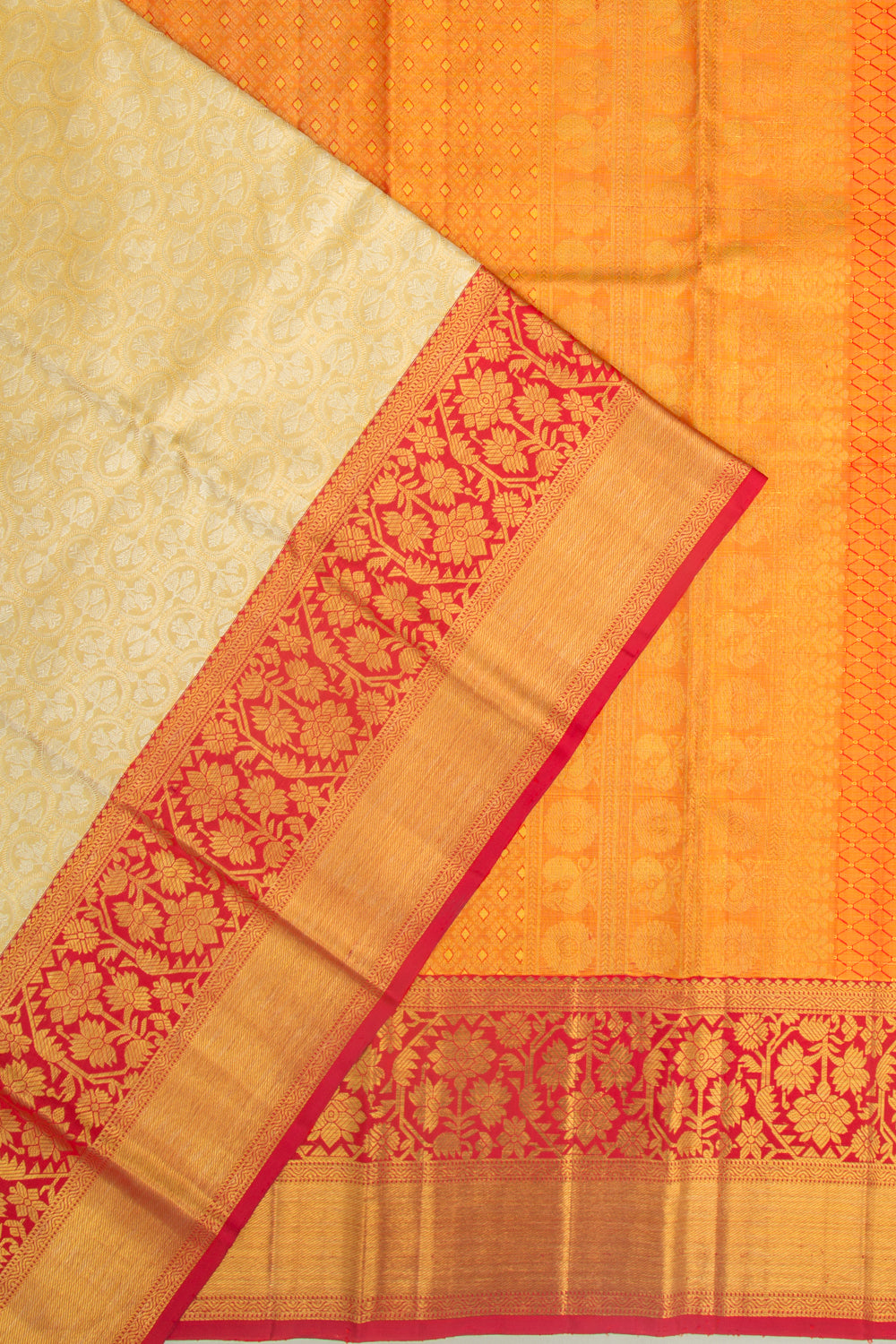 Kanchipuram Silk Tissue Brocade Gold Saree