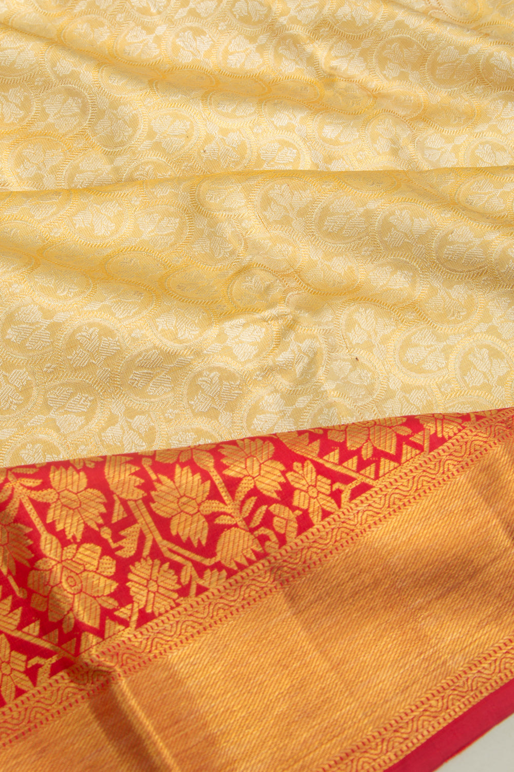 Kanchipuram Silk Tissue Brocade Gold Saree