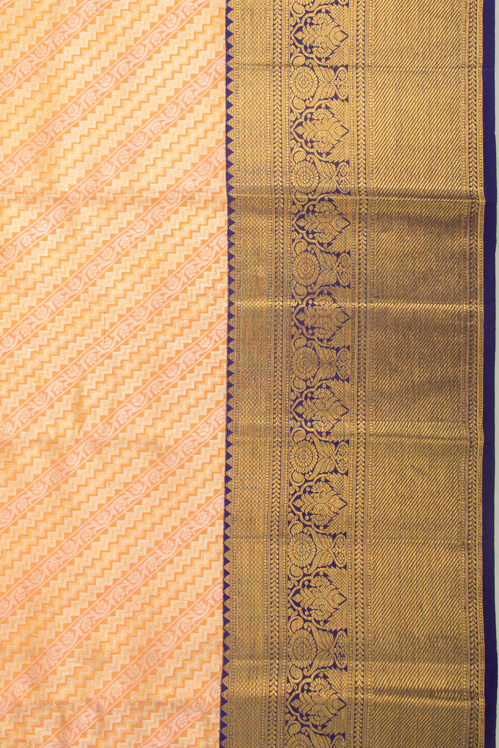 Kanchipuram Silk Tissue Brocade Peach Saree