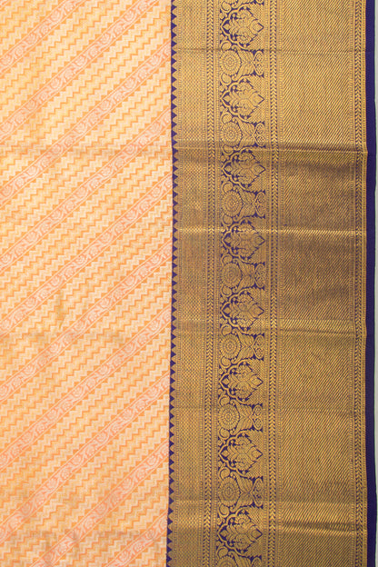 Kanchipuram Silk Tissue Brocade Peach Saree
