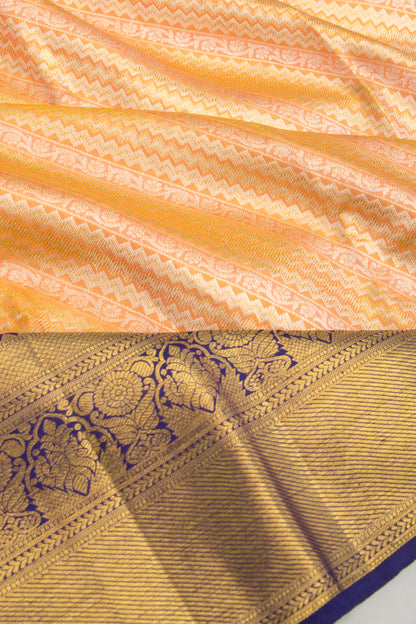 Kanchipuram Silk Tissue Brocade Peach Saree