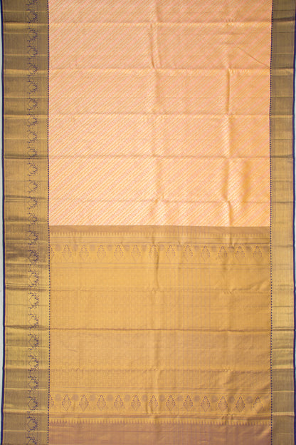 Kanchipuram Silk Tissue Brocade Peach Saree