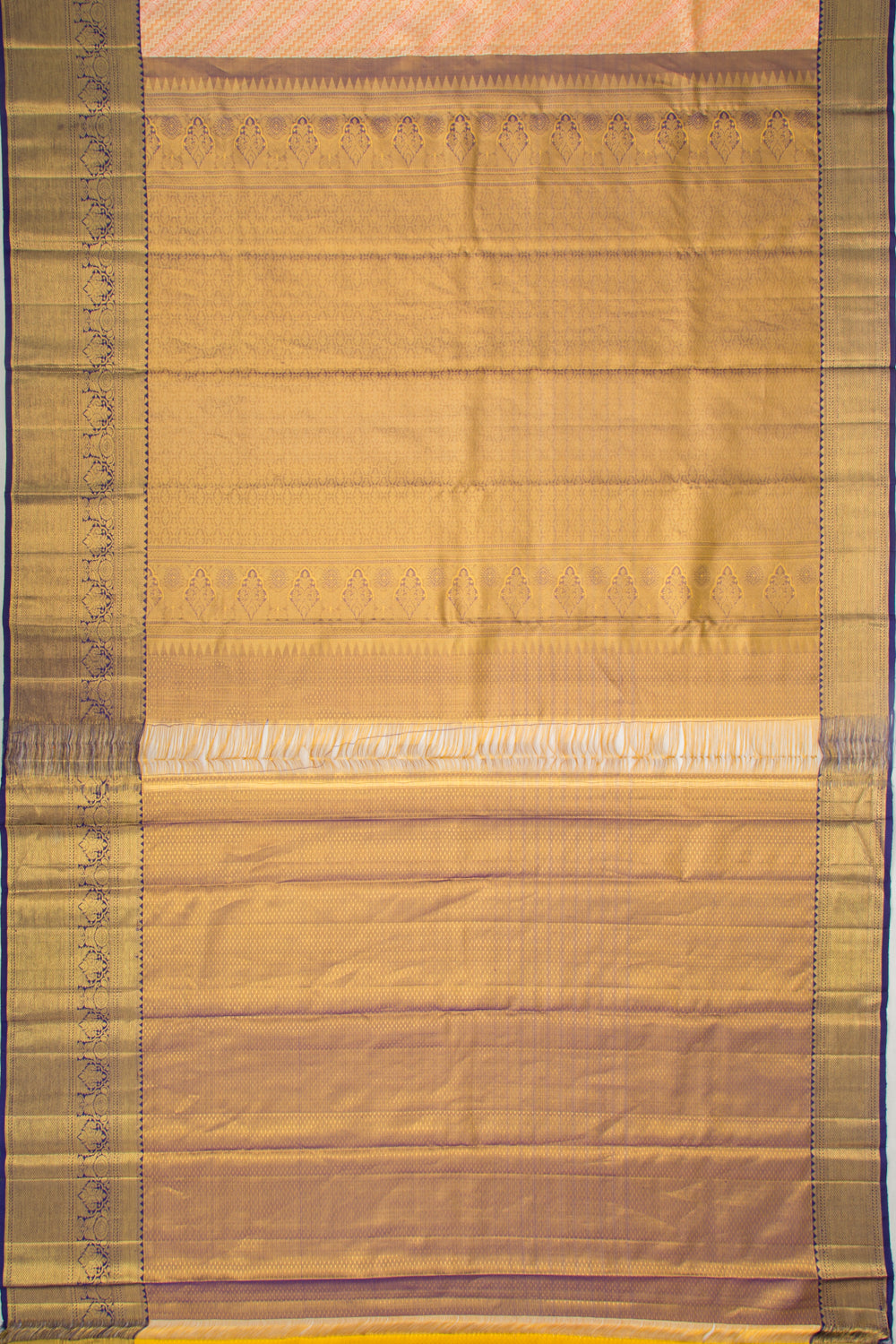 Kanchipuram Silk Tissue Brocade Peach Saree