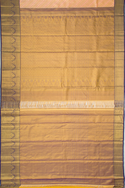 Kanchipuram Silk Tissue Brocade Peach Saree