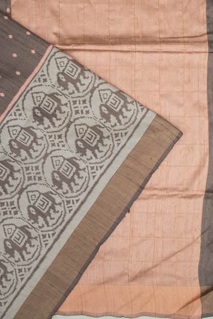 Soft Tussar Printed Grey Saree