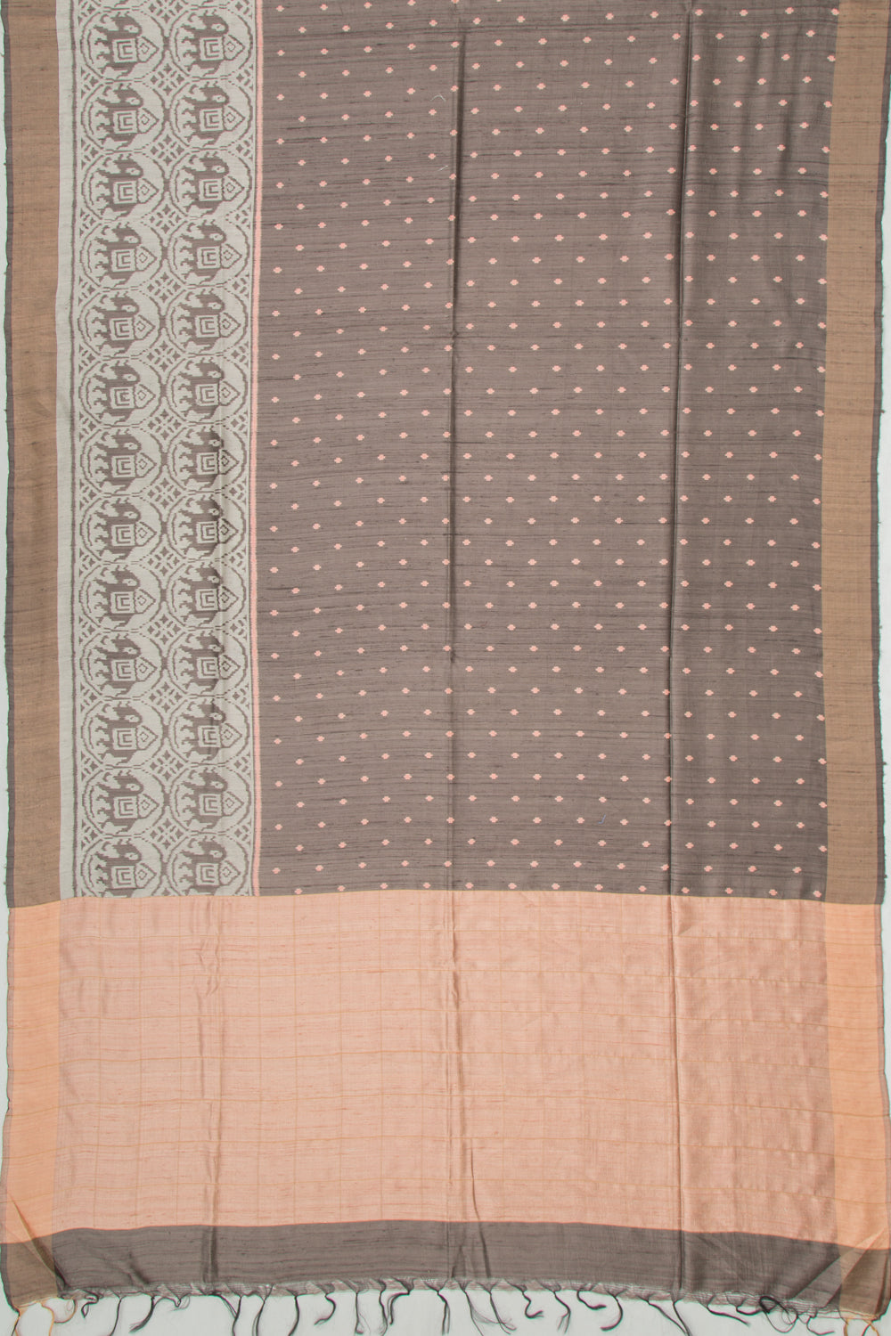 Soft Tussar Printed Grey Saree
