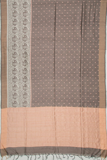 Soft Tussar Printed Grey Saree