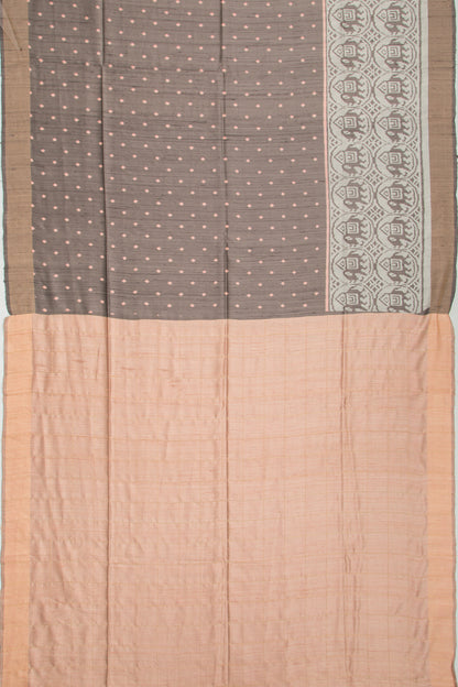 Soft Tussar Printed Grey Saree
