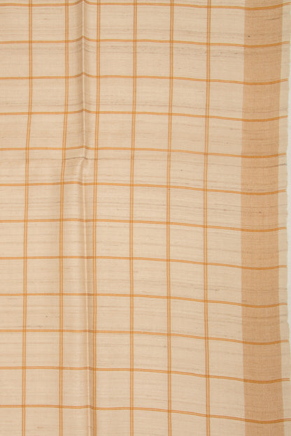 Tussar Checks Beige Saree