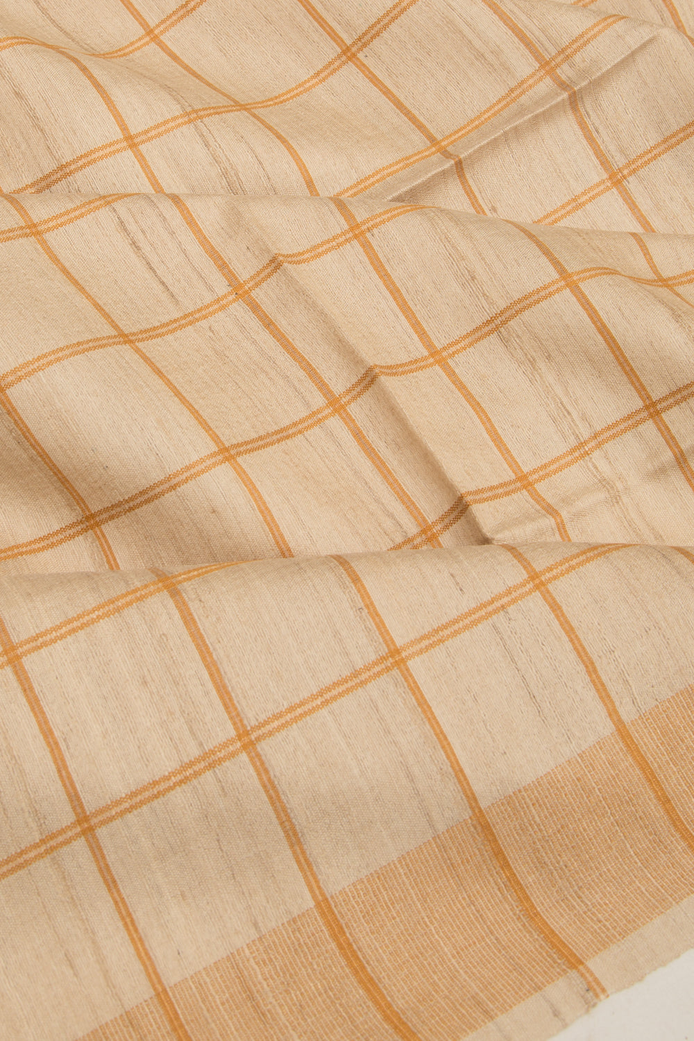 Tussar Checks Beige Saree
