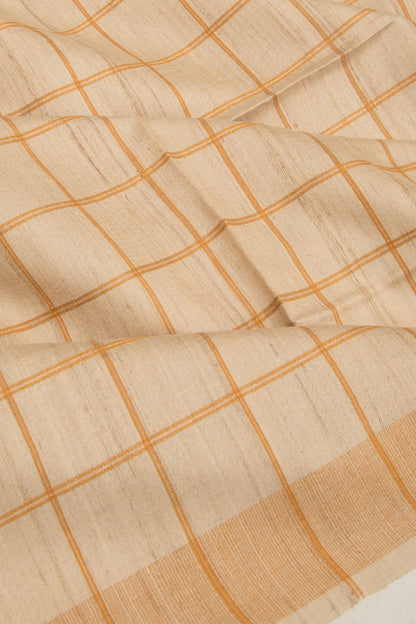 Tussar Checks Beige Saree